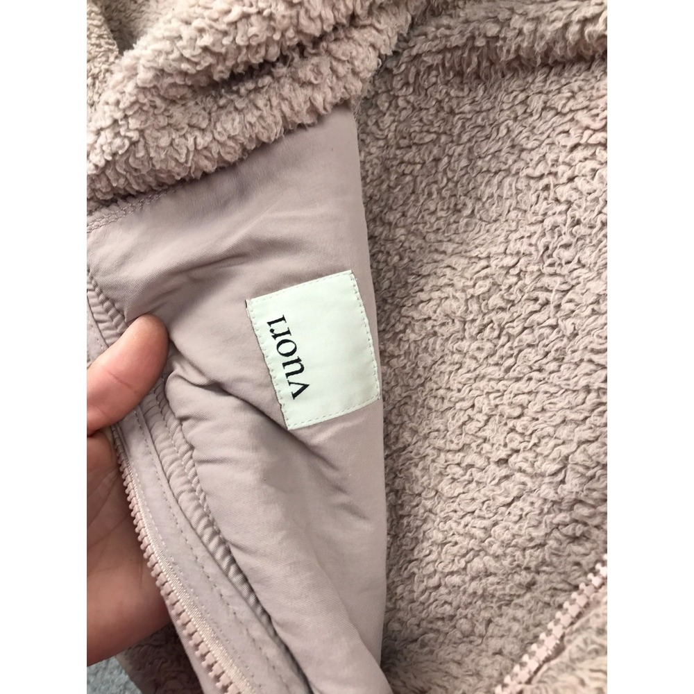 Vuori Cozy Sherpa Jacket Womens M Dusty Rose Fleece Full Zip Snap Up *Flaw - Picture 7 of 13